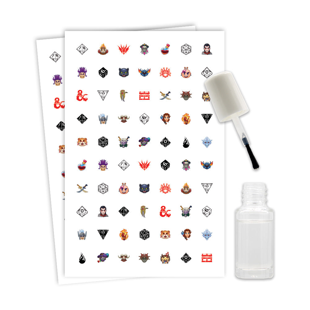 Dungeons & Dragons Nail Temporary Tattoos with Polish 100+ Tattoos Assortment