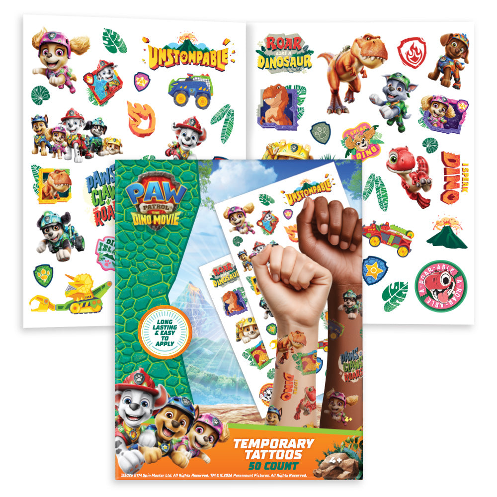 Paw Patrol Dino Movie Temporary Tattoo Booklet – 50 Tattoos