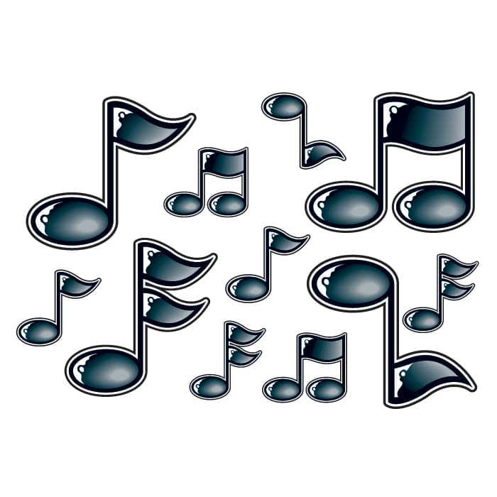 Black Dimensional Music Note Temporary Tattoo 3.5 in x 2.5 in