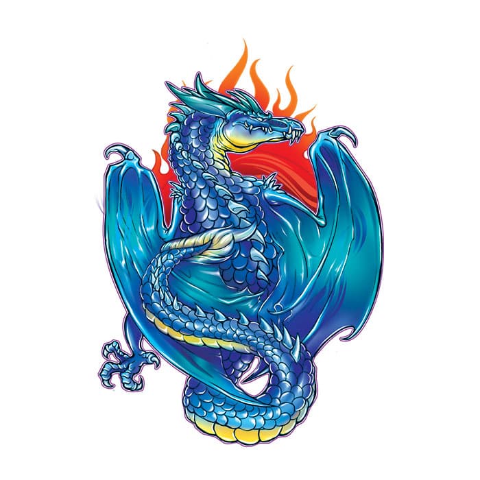 Mythical Blue Dragon Temporary Tattoo 3.5 in x 2.5 in