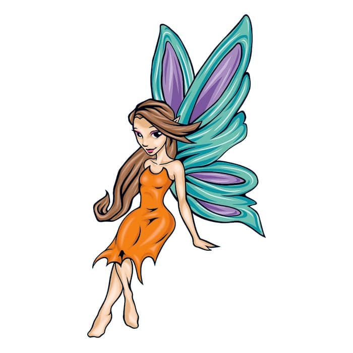 Mythical Cartoon Fairy Temporary Tattoo 3.5 in x 2.5 in