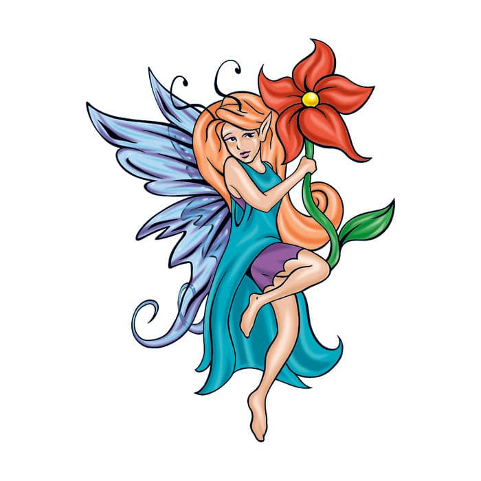 Mythical Teal Fairy Temporary Tattoo 3.5 in x 2.5 in