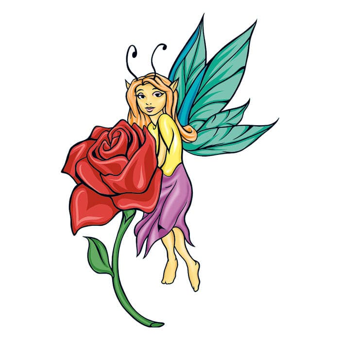 Mythical Yellow Fairy Temporary Tattoo 3.5 in x 2.5 in