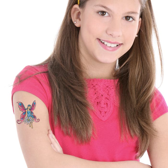 Mythical Pink and Blue Fairy Temporary Tattoo 3.5 in x 2.5 in