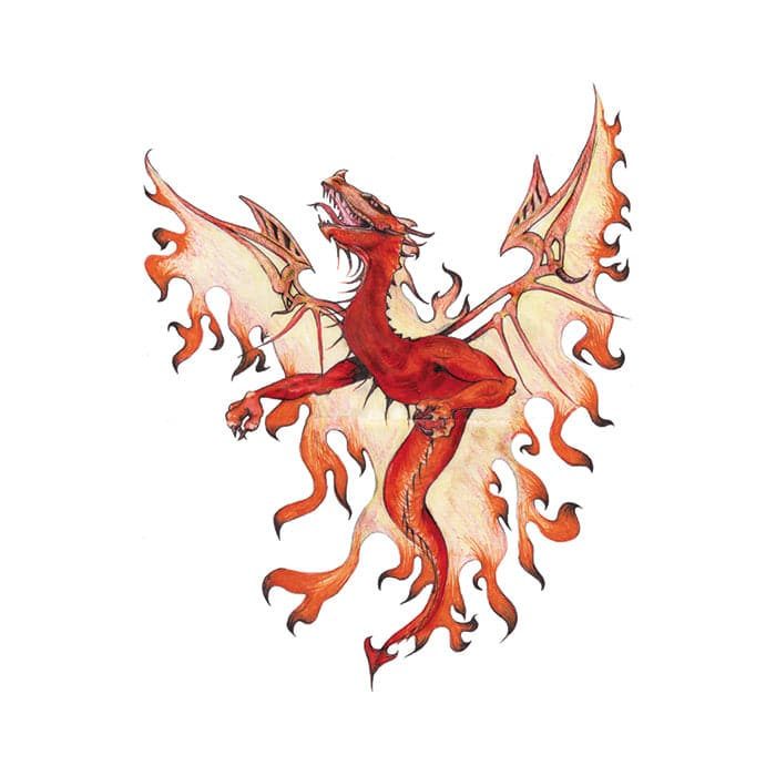 Mythical Orange Dragon Temporary Tattoo 3.5 in x 2.5 in