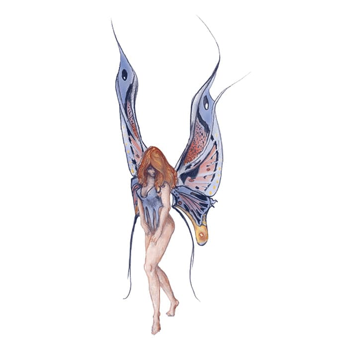 Mythical Blue Fairy Nymph Temporary Tattoo 3.5 in x 2.5 in
