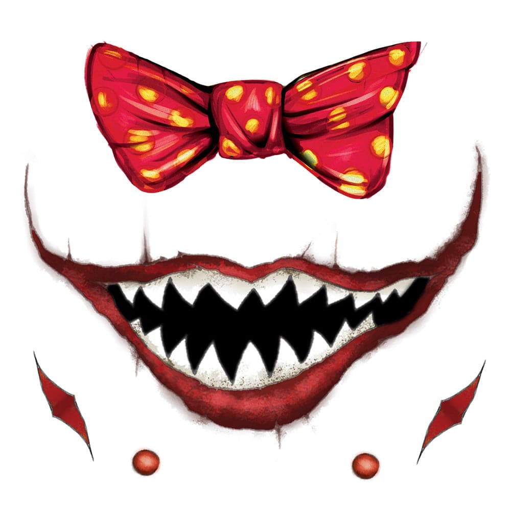 Scary clown face temporary tattoo