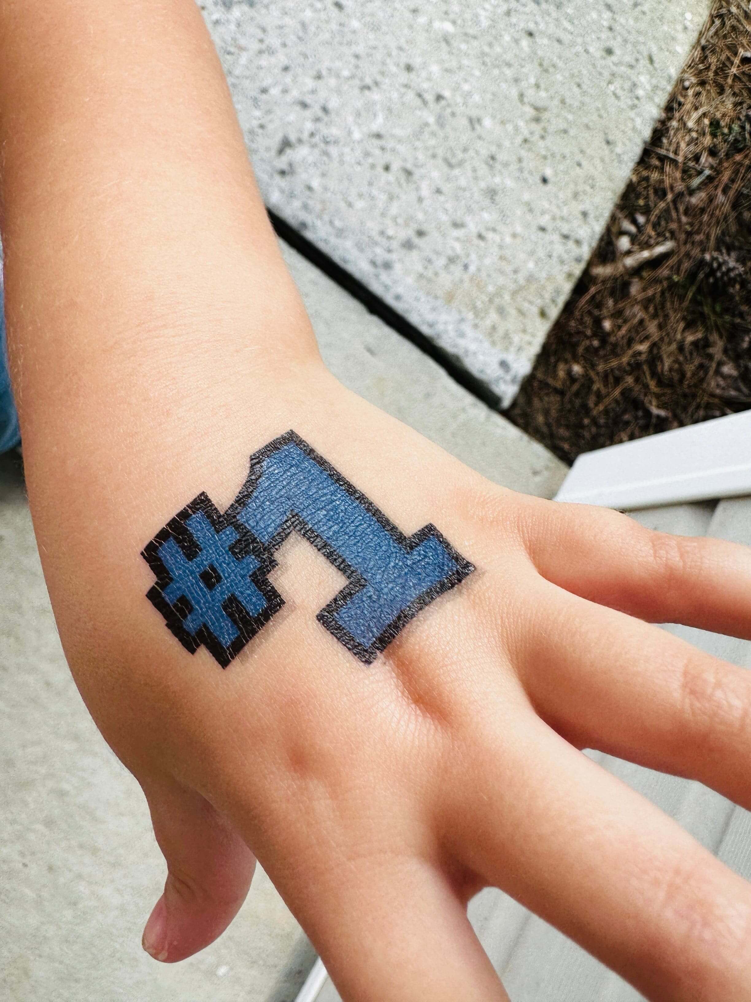 Blue #1 small temporary tattoo