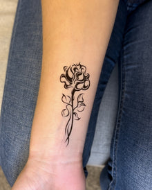 Tribal Rose with Stem Temporary Tattoo 3.5 in x 2.5 in