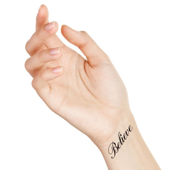 Believe Temporary Tattoo 2 in x 1.5 in