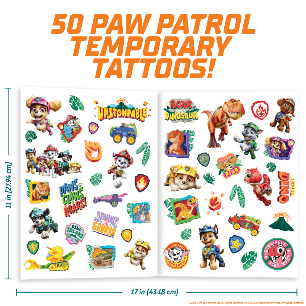 Paw Patrol Dino Movie Temporary Tattoo Booklet – 50 Tattoos
