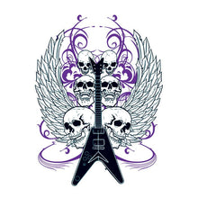 Guitar with Skulls Temporary Tattoo 3.5 in x 2.5 in