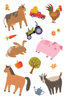 Farm Animal Tattoo Sheet 4 in x 6 in