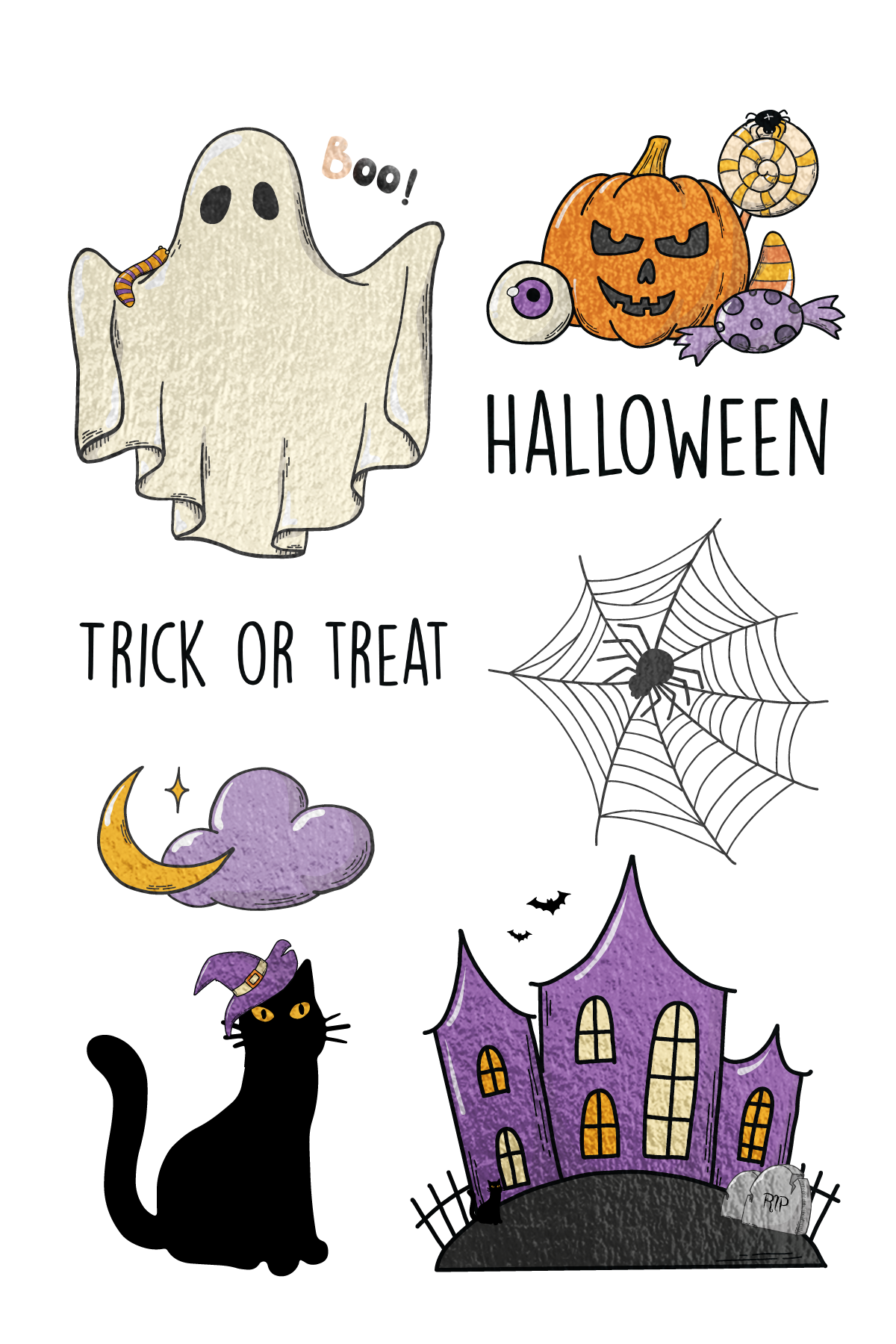 Halloween Party Tattoo Sheet 4 in x 6 in