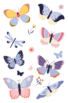 Butterfly Friends Tattoo Sheet 4 in x 6 in