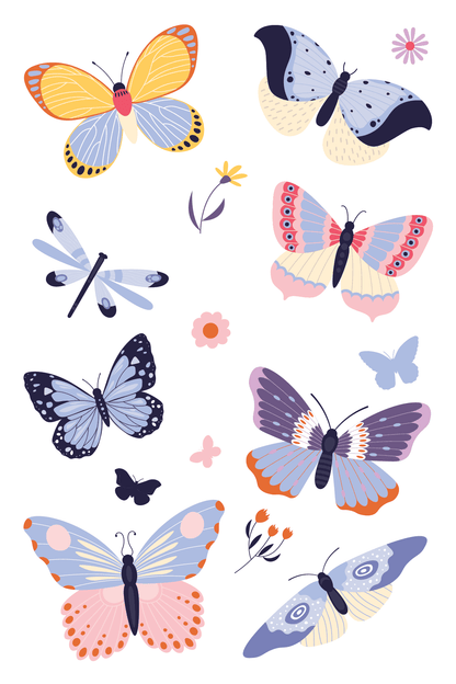 Butterfly Friends Tattoo Sheet 4 in x 6 in