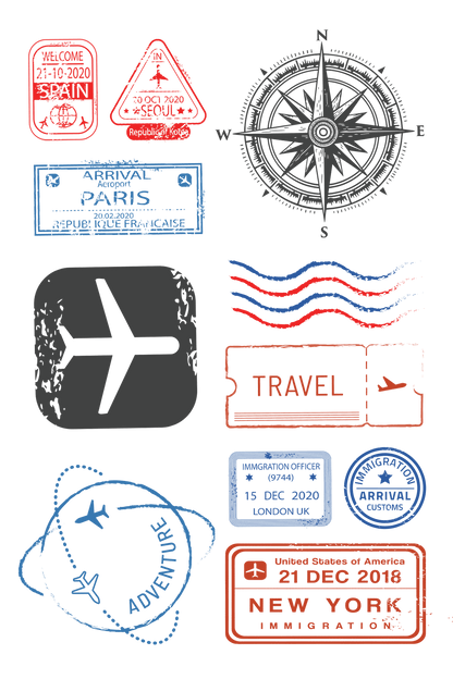 Travel Stamps Tattoo Sheet 4 in x 6 in