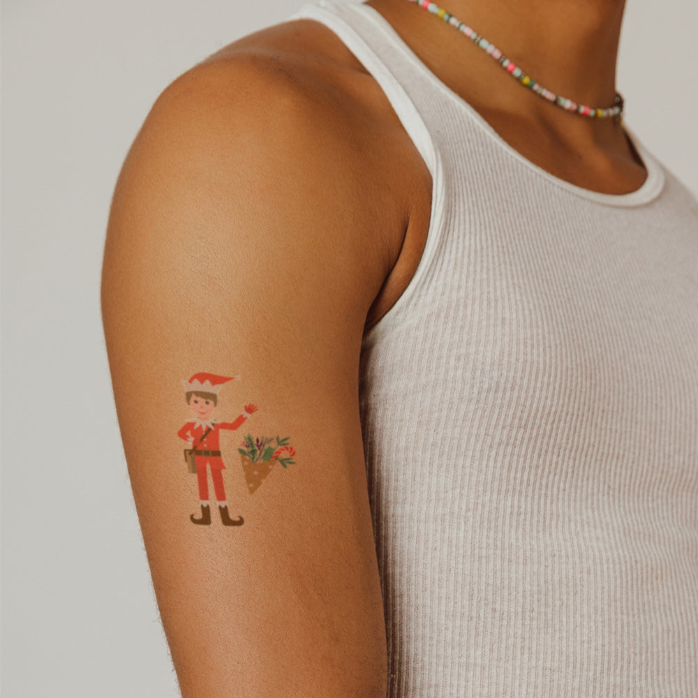 Elf on the Shelve Christmas Tattoos 4 in x 6 in