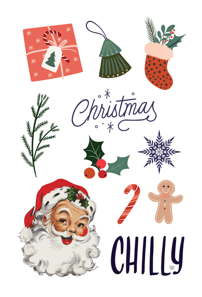 Vintage Santa Christmas Tattoos 4 in x 6 in