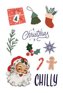 Vintage Santa Christmas Tattoos 4 in x 6 in