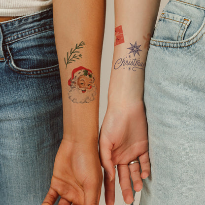 Vintage Santa Christmas Tattoos 4 in x 6 in