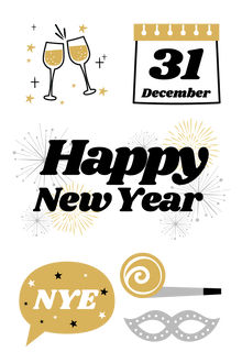 New Years Eve Tattoos 4 in x 6 in
