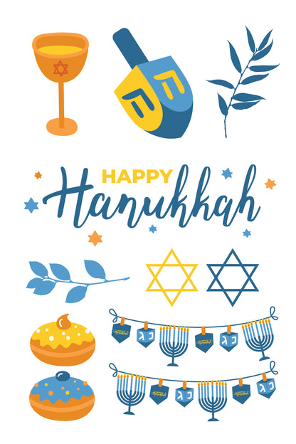 Hanukkah Party Temporary Tattoos 4 in x 6 in