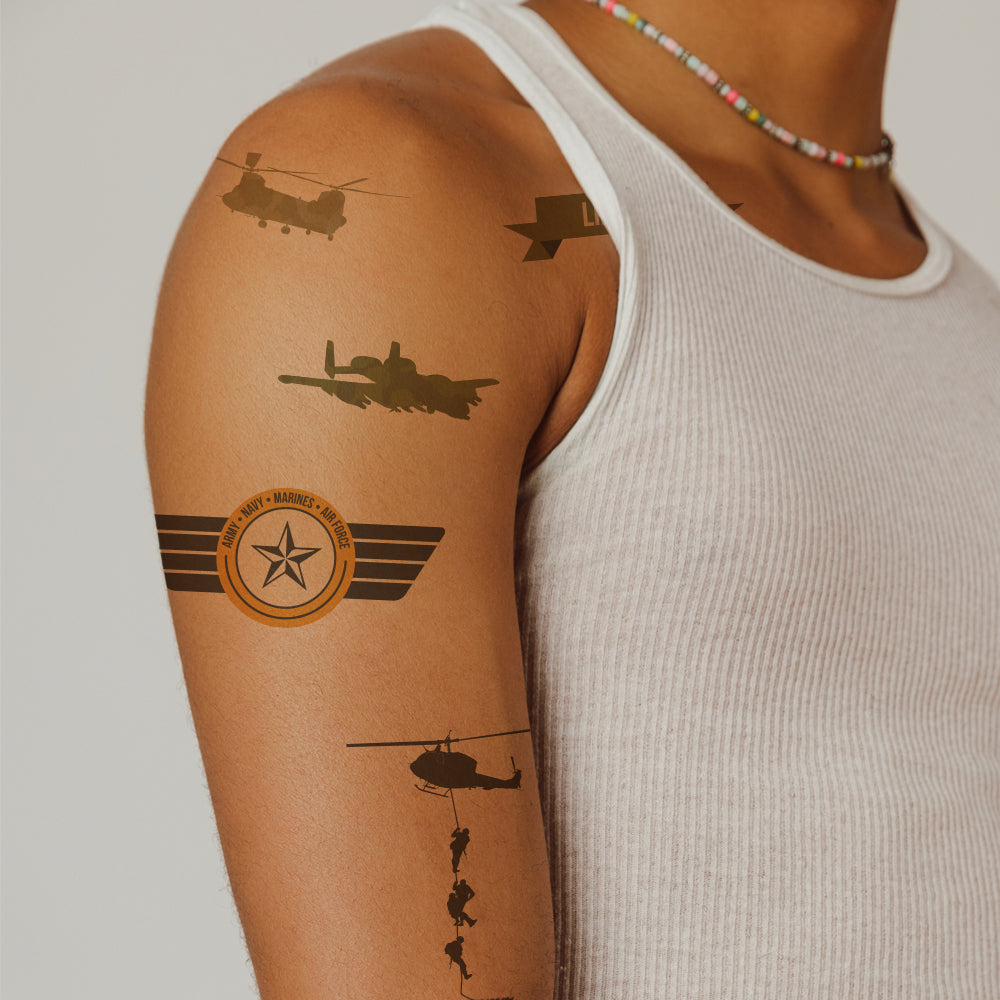 Military Temporary Tattoos 4 in x 6 in