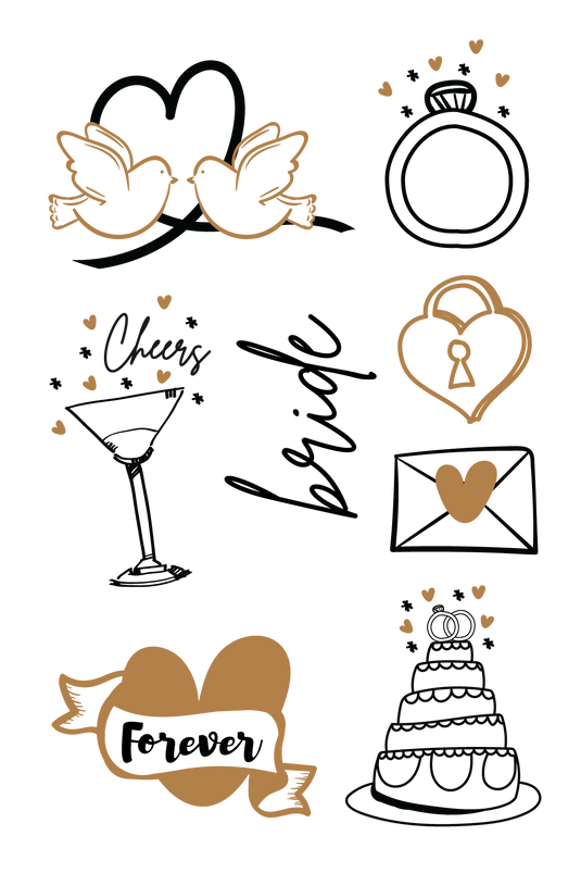 Wedding Favor Temporary Tattoos 4 in x 6 in