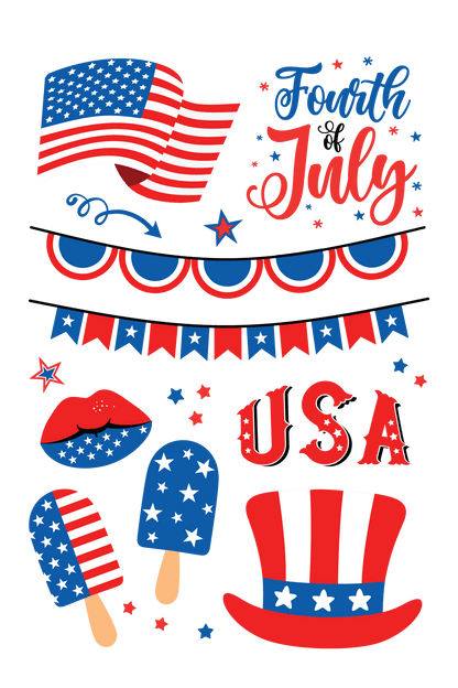4th of July Party Tattoos 4 in x 6 in
