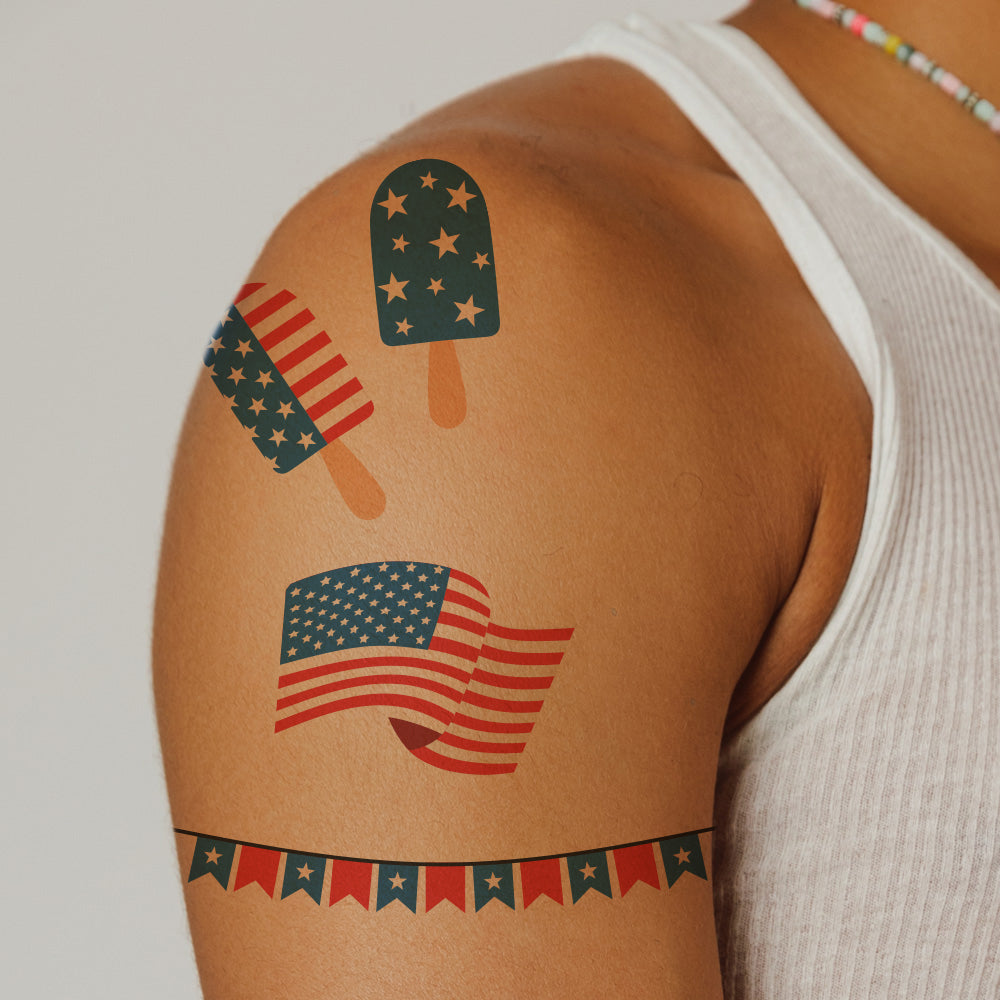 4th of July Party Tattoos 4 in x 6 in