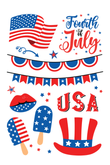 4th of July Party Tattoos 4 in x 6 in