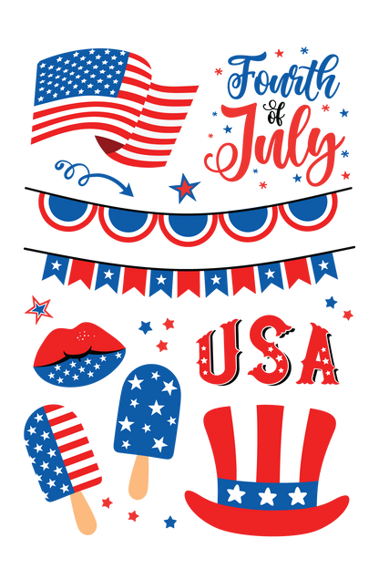 4th of July Party Tattoos 4 in x 6 in
