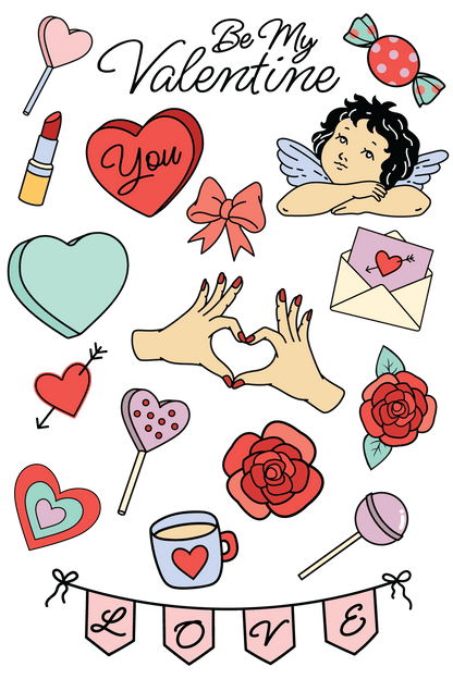 Valentine's Day Vintage Tattoos 4 in x 6 in