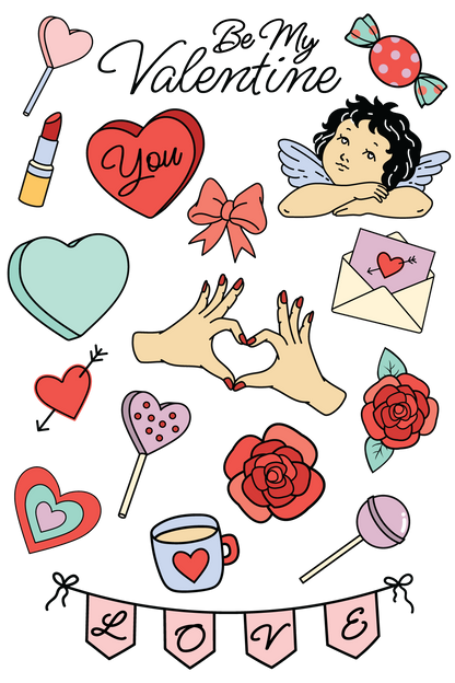 Valentine's Day Vintage Tattoos 4 in x 6 in