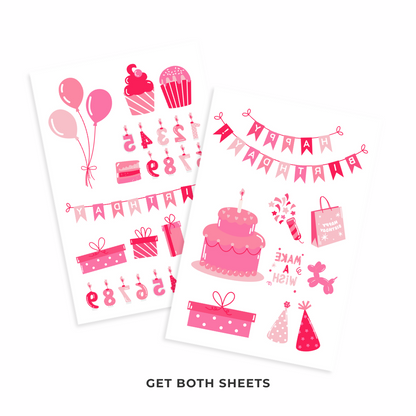 Pink Birthday Tattoos 4 in x 6 in