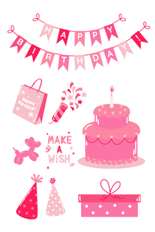 Pink Birthday Temporary Tattoos 4 in x 6 in