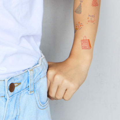Pink and Purple Birthday Tattoos 4 in x 6 in
