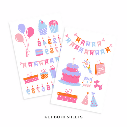 Pink and Purple Birthday Tattoos 4 in x 6 in