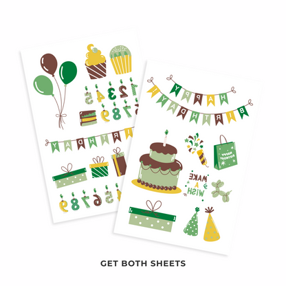 Green and Brown Birthday Tattoos 4 in x 6 in