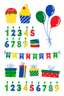 Red and Blue Birthday Tattoos 4 in x 6 in