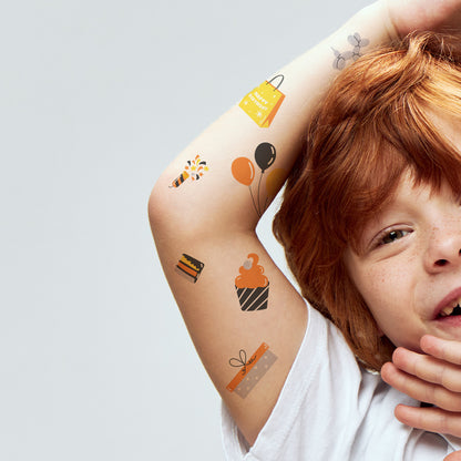 Orange and Black Birthday Tattoos 4 in x 6 in