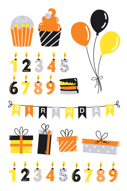 Black and Orange Birthday Tattoos 4 in x 6 in