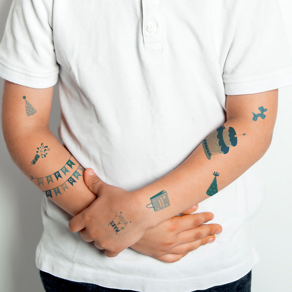 Blue Mix Birthday Tattoos 4 in x 6 in