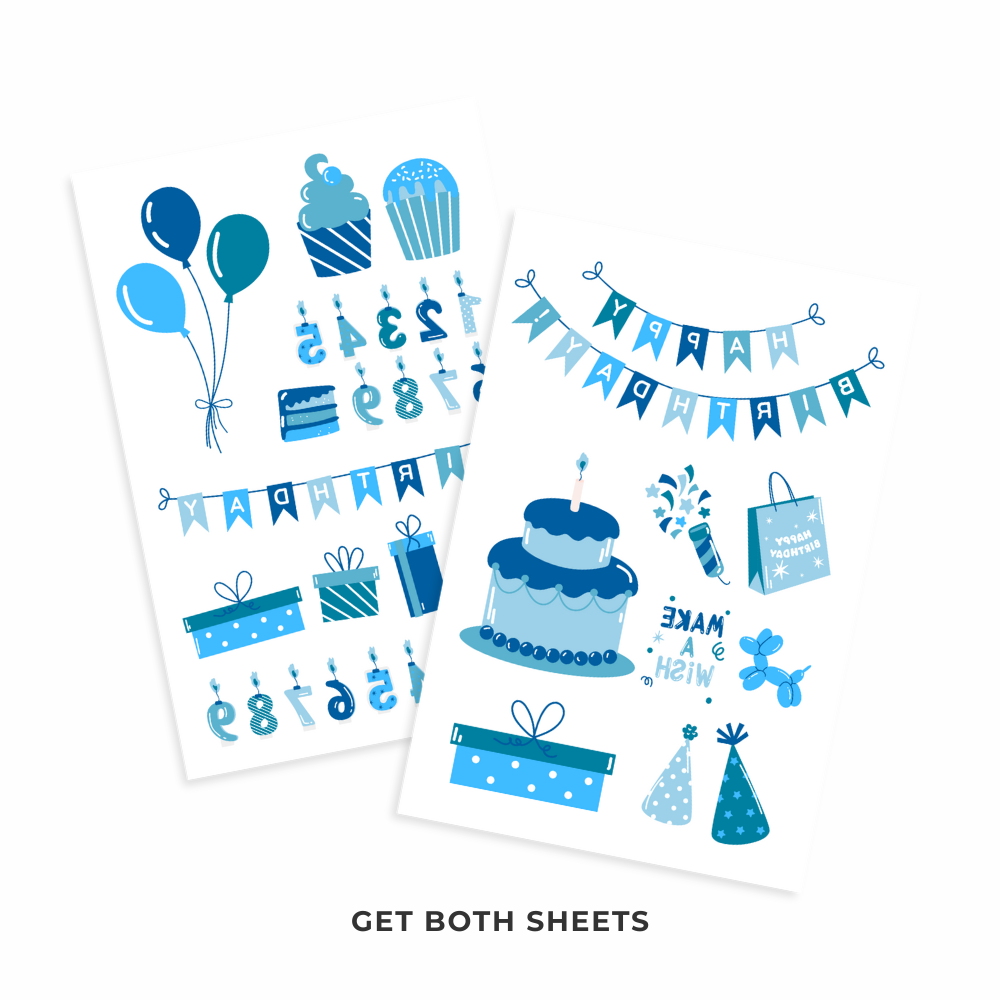 Blue Mix Birthday Tattoos 4 in x 6 in