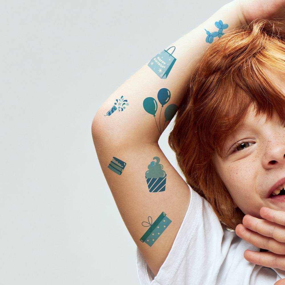 Blue Mix Birthday Tattoos 4 in x 6 in