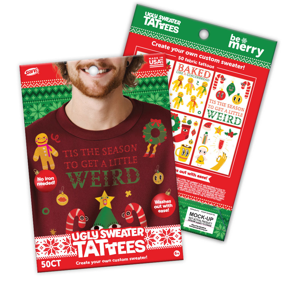 Ugly Sweater Tattees Weird & Baked 50 Pcs Assortment