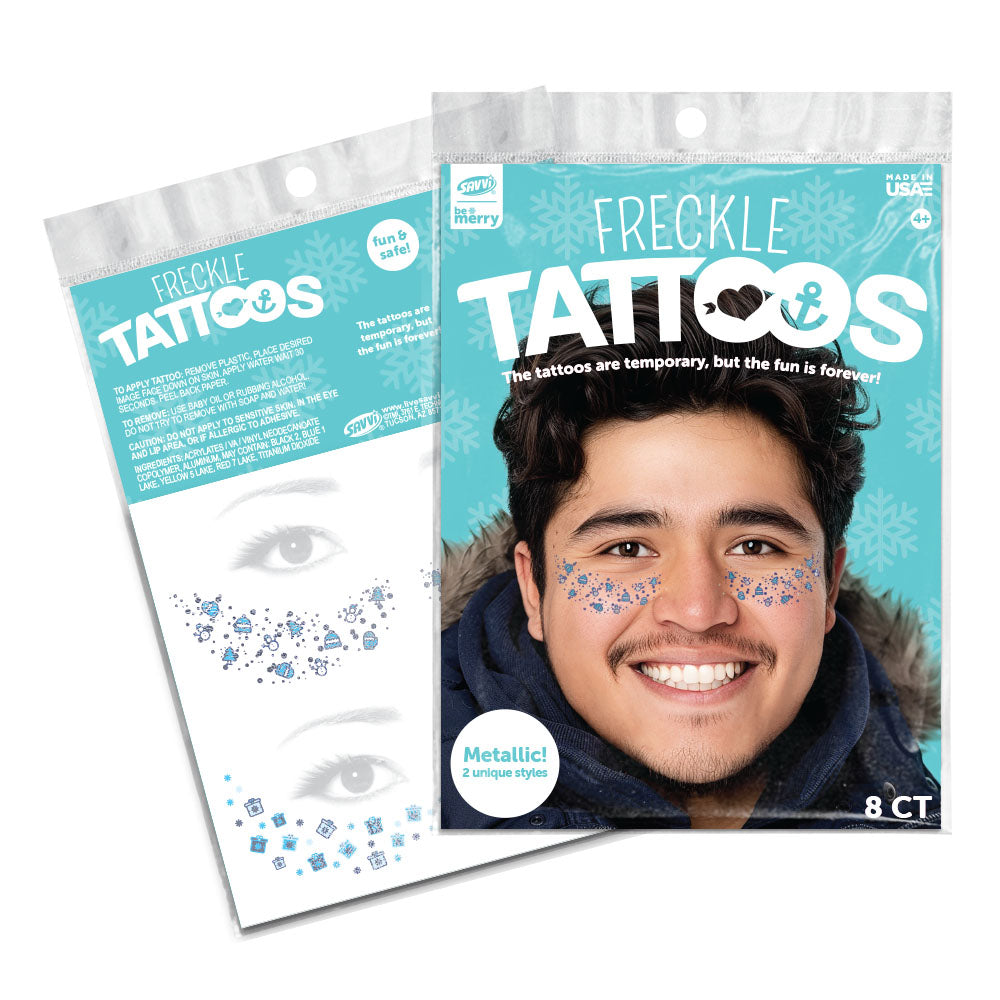 Winter Freckles Temporary Tattoos Mittens and Gifts Party Pack 8 Tattoos Assortment