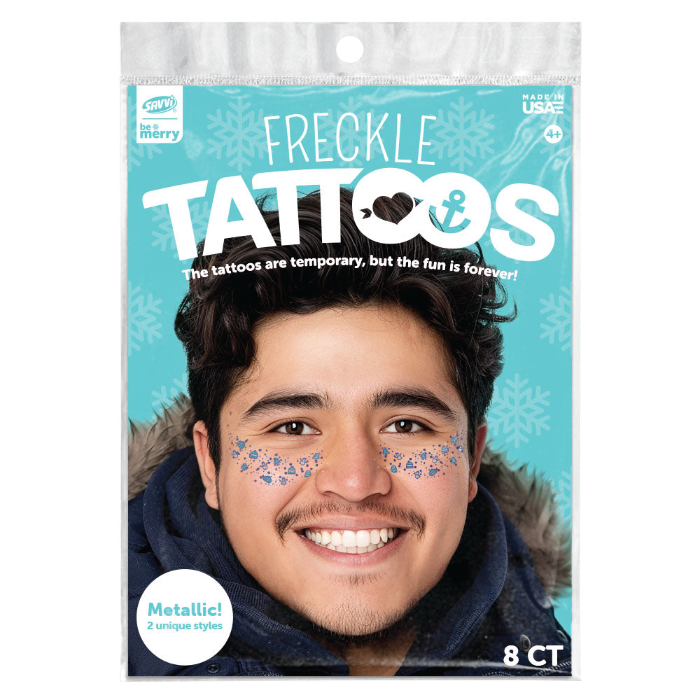 Winter Freckles Temporary Tattoos Mittens and Gifts Party Pack 8 Tattoos Assortment