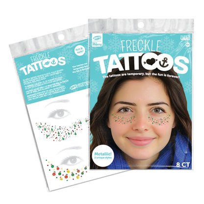 Christmas Freckle Temporary Tattoos Christmas Tree Party Pack 8 Tattoos Assortment